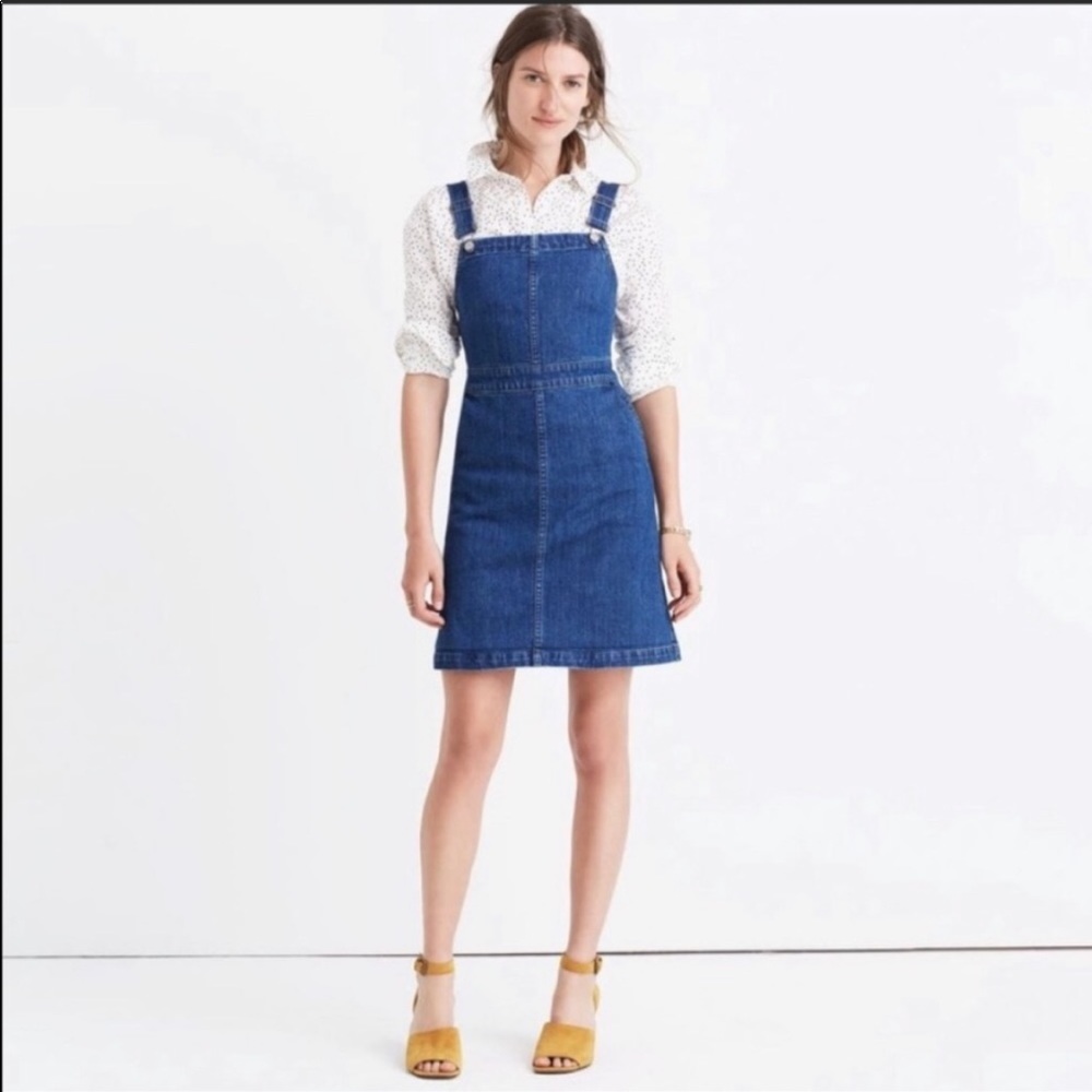Madewell Blue Denim Pinafore Mini Dress